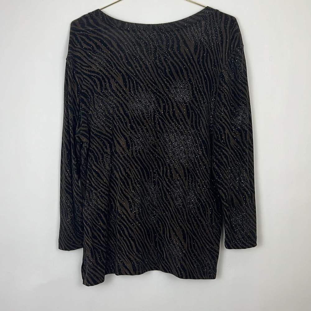 Chico's women’s top zebra pattern with shimmer in black and brown 2 - Picture 6 of 8